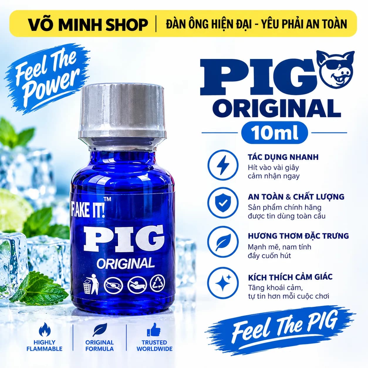 Popper PIG Original 10ml Độc Quyền USA - Giảm Đau Thư Giãn Cơ