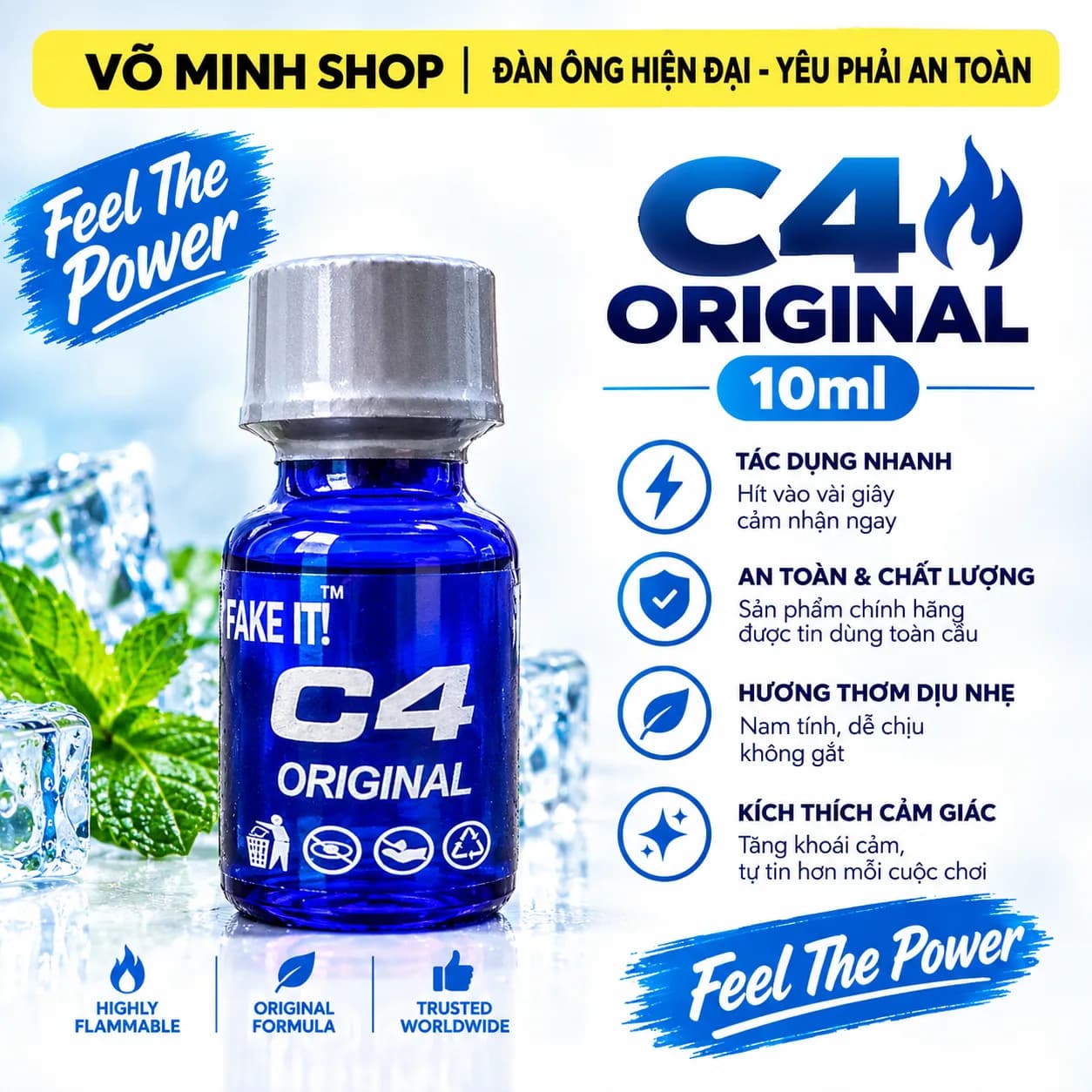 Popper C4 Original 10ml USA Độc Quyền - Bùng Nổ Khoái Cảm